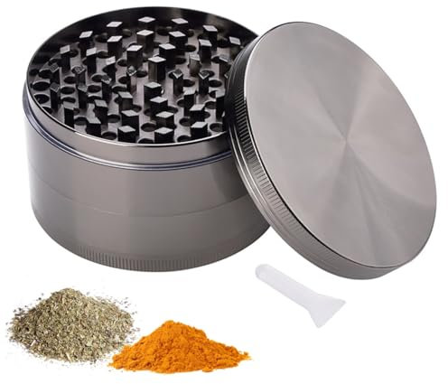 Herb Grinder Zinc Alloy, Portable Herbal Grinders with Sifter and Magnetic Lid, Metal Grinder for Dry Herb Spices - 2.15 Inches (55mm)