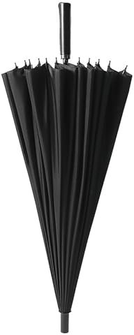 Sunicon Regenschirm mit langem Griff, 24 Rippen, groß, dick, winddicht, Stockschirm, UV-Schutz, Griff, manueller Business-Golfschirm