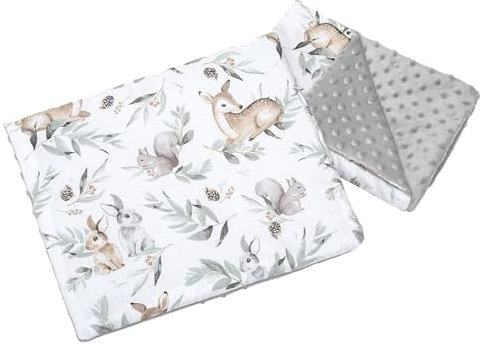 Medi Partners Coperta per bambini con cuscino 100% cotone Coperta per gattonare Minky 55x75 + 35x30cm multifunzionale per passeggino culla