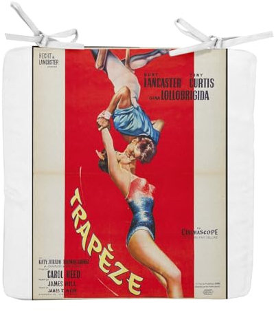 Fabulous Stuhlkissen, quadratisch, altes französisches Filmposter, Trapez, Retro, Kinoposter, Vintage, 40 cm