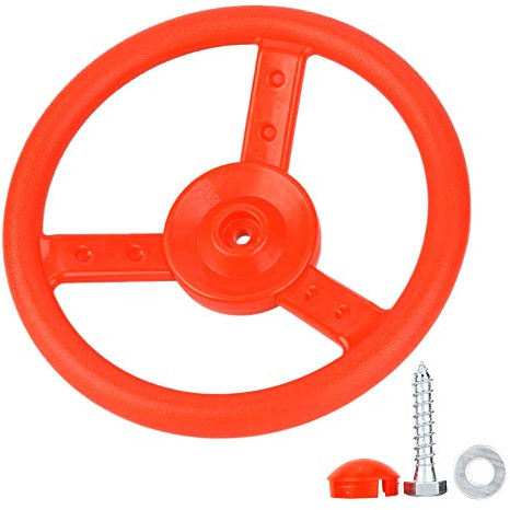 Keenso Kinder-Lenkrad, Kunststoff-Schaukel-Set, Spielzeug-Zubehör, Spielplatz-Lenkrad, Lenkrad-Spielset, Kunststoff-Piratenschiff-Rad für Spielplatz (Rot