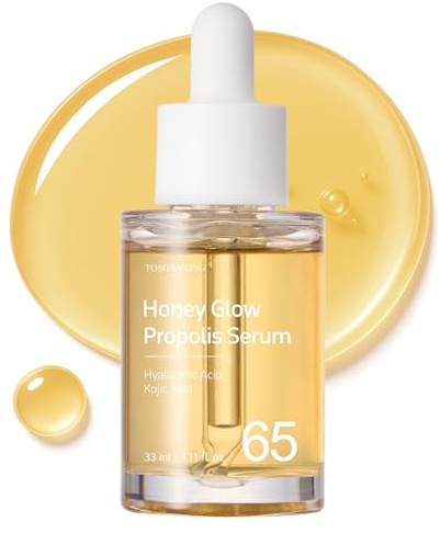 TOSOWOONG Honey Glow 65% Propolis Serum, Lugnande, Ojämn Hudton, Hudbarriär | Hyaluronsyra, Kojisyra, Niacinamid, Återfuktande, Glass Skin, Känslig Hud, Lyster, Koreansk Hudvård, 33 ml