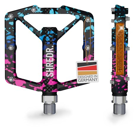 SHREDR. Shine Pedale für MTB | Hochwertige Flatpedals fürs Mountainbike | Mit Reflektoren (StVZO konform) | Special Edition - Unikat
