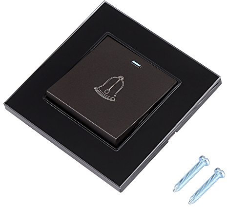 BigKing Campanello per Porte in Vetro Temperato e Plastica Premium - Design Minimalista, Pulsante Esterno Campanello Casa, Facile da Installare 86mm per Casa, Albergo (Nero)