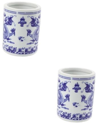 Cabilock Barril De Almacenamiento De Porcelana Azul y Palillos Redondos Palillos De Porcelana Azul y Blanca Ruedas Giratorias Barbacoa Led Figuras De La Suerte Reloj Llavero Cerámica