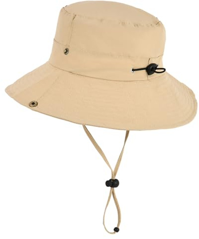 Exemaba Unisex Sun Hat for Kids Wide Brim Sun Protection Cap for Teen Youth Adjustable Bucket Safari Hat for Age 2-14y