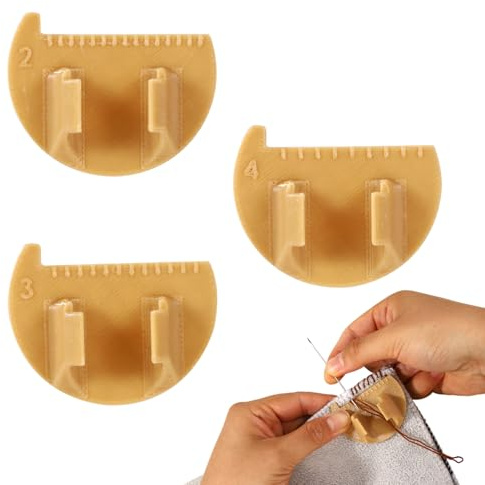 3pcs Gabarit Mesure Couture, Outils Mesure Calibre Couture en Plastique Qualité Supérieure 2/3/4mm Aide Bricolage pour Débutants et Professionnels (Marron)