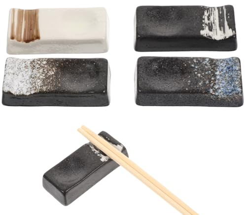 CONGARTENO 4 Stück Japanische Keramik Essstäbchenhalter Eleganter Tisch Essstäbchen Löffel und Gabelhalter Rutschfester Geschirrständer für Restaurant Hotel und Zuhause Langlebig und