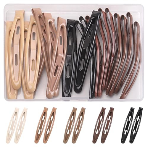 20 Pcs longues Barettes Cheveux 5cm, Pinces à Cheveux Snap Femme Fille, Barrette Antidérapantes, Pince Plate cheveux, Couleurs Unie En boîte