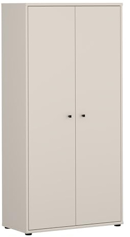 Forte TEMPRA 2 Schrank 70 80, moderner Mehrzweckschrank 2-türig, Schlafzimmer, Wohnzimmer, Holzwerkstoff, Büro, Kaschmir|Beige, 73,7 cm breit x 149,5 cm hoch x 34,8 cm tief