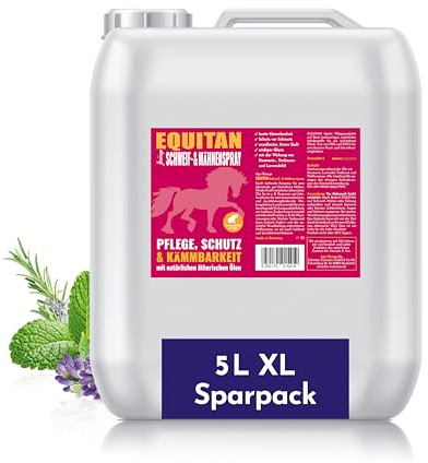 florage EQUITAN Espray para cola y crines para caballos, para cuidado y peinado, con aceites esenciales, sin PEG ni EDTA, vegano, 5 l