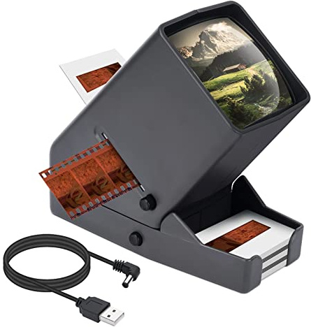 Visore per diapositive da 35 mm per vecchie diapositive, ingrandimento 3x e proiettore con illuminazione a LED per vecchie diapositive con cavo di alimentazione USB o funzionamento a batteria
