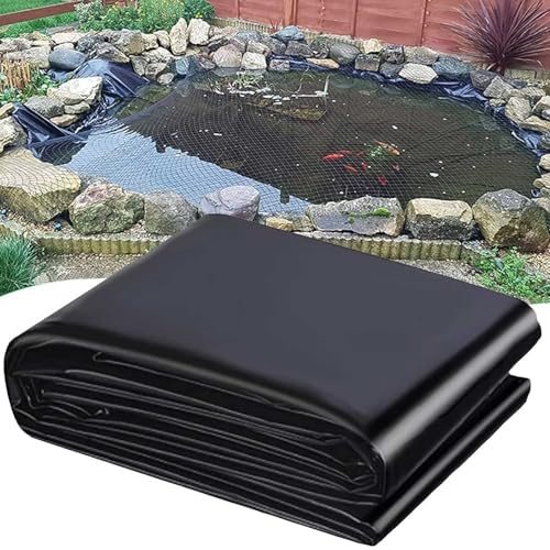 LWJQRSP Black Pond Liner Heavy Duty Preformed Pond Liners Membrane Ideal for Fish Ponds Landscaping Water Features Durable Garden Pond Tarpaulin for Streams and Fountains(5x8m(16.4x26.2ft)