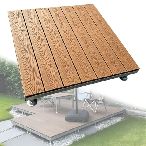 Klickfliesen Terrasse WPC Bodenfliese Höhenverstellbar(Natural,84x84x50cm)