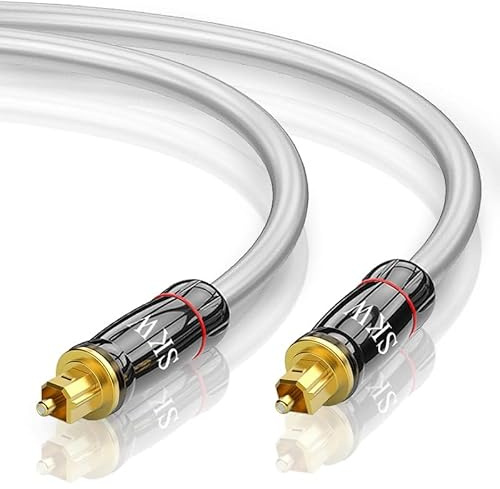 SKW Câble Audio numérique Optique, Fibre Optique Toslink Mâle à Mâle, Câble Optique plaqué Or (S/PDIF) Gaine de câble en PVC-1M