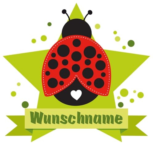 Samunshi® Marienkäfer Wandtattoo Türschild mit Name personalisierbar Kinderzimmer Türaufkleber Baby Wandaufkleber - 50x43cm mehrfarbig