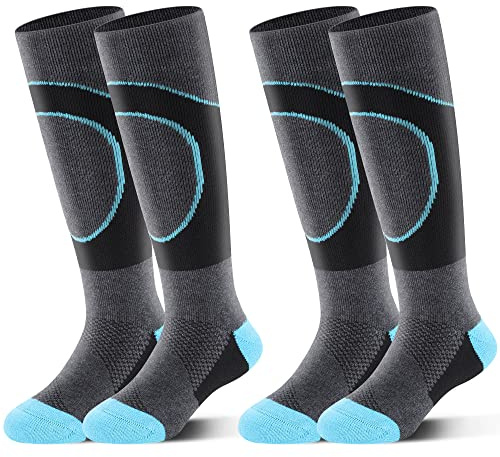 Highcamp 2 Pairs Kids Merino Wool Ski Snowboard Socks Boy Toddler Snow Socks/Sport Blue, S