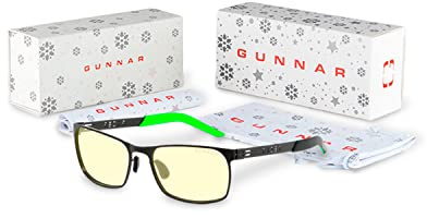 Gunnar Gafas para Videojuegos y Ordenador|Holiday Bundle 2021 con estuche duro|Modelo: Razer FPS, Tente de Lentes: Ámbar (Bloques 65% de Luz Azul y 100% de UV) | Lente Patentada