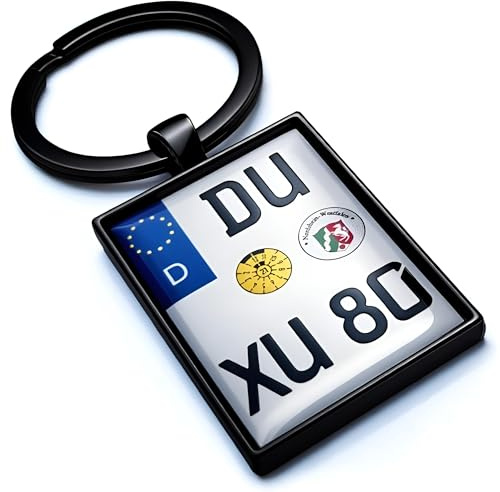 Internetservice Timo Lindner Schlüsselanhänger mit personalisiertem Motorradkennzeichen Schwarz Nummernschild Motorrad Personalisiert Individuell