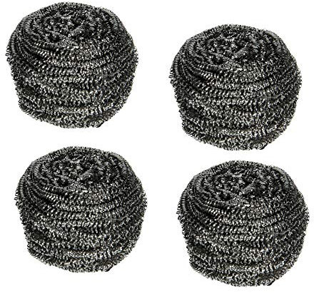 4 x Éponges à Récurer, Eponges en Acier, Spirales à Récurer Métallique, Tampons à Récurer, Éponges pour Le Nettoyage des Casseroles et du Lavage de la Vaisselle (diamètre 6 cm)