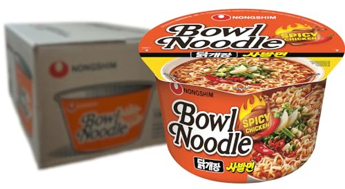 NONGSHIM - Instant Bowl Nudeln Scharf Hühn - Multipack (12 X 100 GR) | Koreanische Instant-Nudelsuppe, schnell zubereitet in Minuten, Multipack mit 12 Portionen à 100g