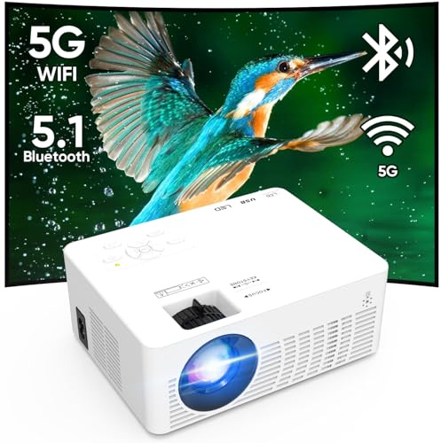 Mini Projector with WiFi and Bluetooth, 1080P Supported Outdoor Movie Projector, Compatible with Android/iOS/Windows/TV Stick/HDMI/USB