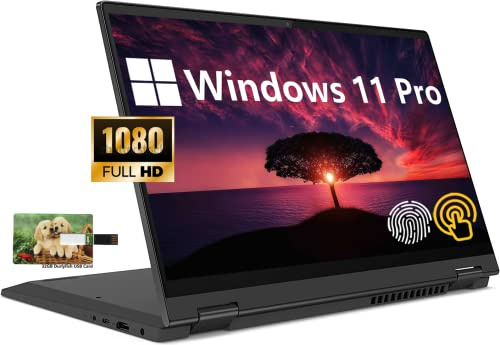Lenovo Flex 5 - Computer portatile convertibile 2 in 1, touchscreen FHD da 14, AMD Ryzen 7 5700U, Windows 11 Pro, SSD da 16 GB RAM 1 TB, scheda USB Durlyfish da 32 GB