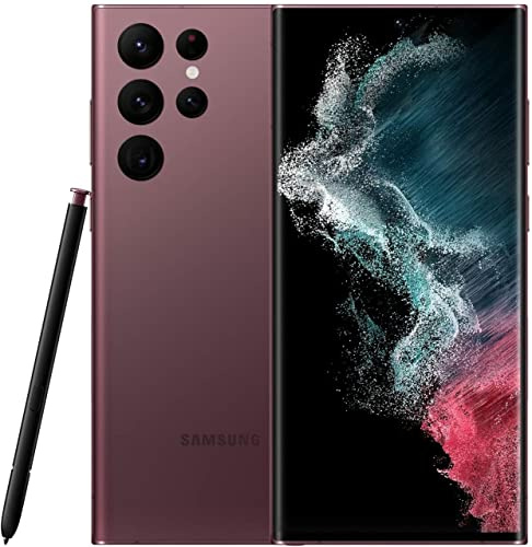 Samsung Galaxy S22 Ultra 5G Smartphone, 6.8 Zoll Dynamic AMOLED Display 2X, 120Hz, HDR10+, 108MP Kamera, 5.000 mAh Akku, Hybrid-SIM, Android 12 to 13 - Deutsche Version (256 GB, Burgundy)