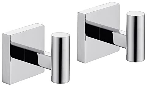KOKOSIRI Kleiderhaken für Badezimmer, Küche, Wand, 2 Stück, verchromtes Edelstahl, B1013CH-P2.