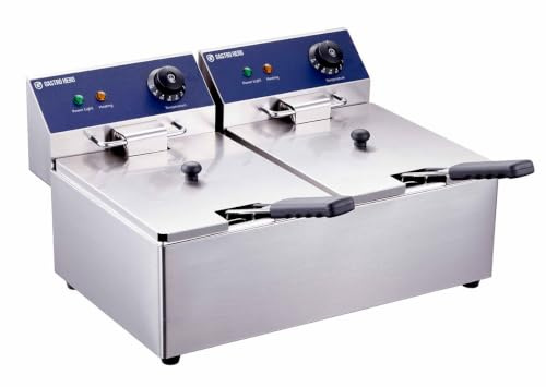 GastroHero Elektro Doppelfritteuse, 2x 6 L, 230 V, Edelstahl EF-ECO6_6