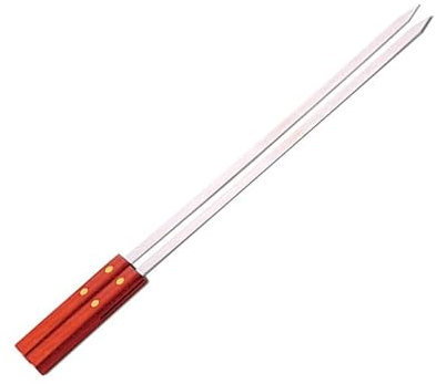 Grillspieße aus Edelstahl, Gabel, Flacher Schaschlik, Grillnadel, Grillstäbchen, Langer Holzspieß (Color : 2 Pieces)
