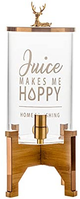 Fria Dispensador de bebidas de vidrio con grifo de acero inoxidable y soporte de bambú Dispensador de bebidas a prueba de fugas Dispensador de agua decorativo para el té del sol Garrafa de agua