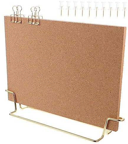 Ciieeo Décoration de bureau - 1 jeu de tableaux mémo en liège - Décoration de bureau - Support en bois - Grille - Cadre photo - Tableau mémo - Tableau noir A4 - Photo en métal