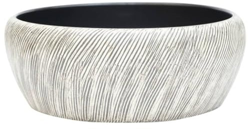 vidaXL Lavabo sobre Encimera Redondo, Lavamanos de Tocador, Lavabo de Fregadero, Lavamanos sobre Encimera para Baño Aseo, Cerámica Negro y Gris