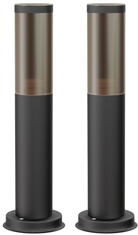 ledscom.de 2x Wegelicht/Pollerleuchte/Gartenleuchte PORU für außen, Rauchoptik, IP44, 39 cm, schwarz, 1x E27 max. 40W