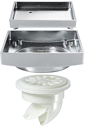 Scarico per Doccia lineare con Coperchio Piatto e Inserto per Piastrelle 2 in 1, Scarico a Pavimento per Doccia Quadrato, Scarico per Doccia a Pavimento per Bagno con Filtro per Capelli