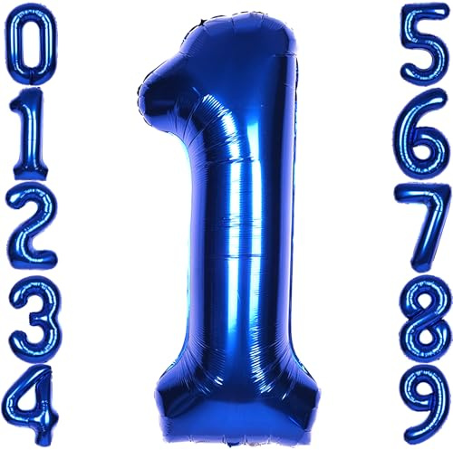 SULALABOO 40Inch Navy Blue Number 1 Balloon, Large Helium Number Balloons 0-9 Dark Blue Giant Digital 1st Foil Mylar Big Party Balloon for Birthday Party Anniversary Graduation Decorations