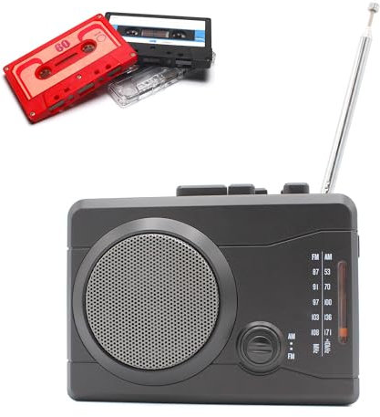FISHTEC Radio Cassette Recording - Radio Retro con funciones modernas, casete a MP3, puerto USB, radio FM/AM, grabación de voz, altavoz incorporado - Antena extensible - Audio Música