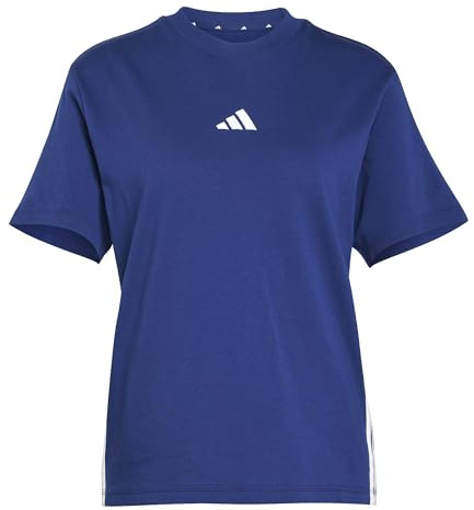 adidas Women's Essentials 3-Stripes Cotton T-Shirt, Dark Blue/White, M