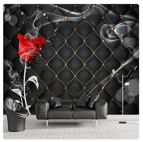 vsdhlsidgl Wandbild Papel De Parede 3D Rose Blume Schwarz Soft Package Schlafzimmer Wohnzimmer TV Hintergrund Wanddekor Malerei Tapete * 150 cm x 105 cm (59,1 x 41,3 Zoll)