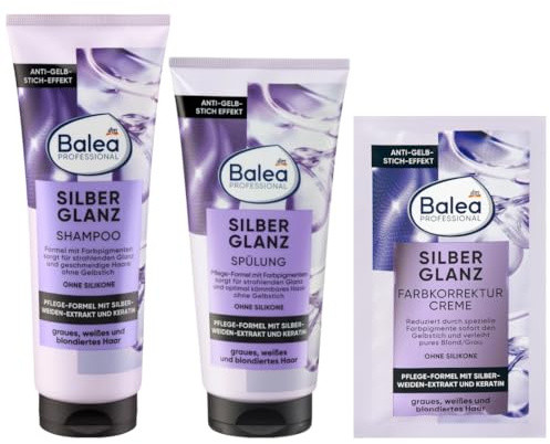3er Pack: Shampoo Silberglanz, 250 ml + Conditioner Silberglanz, 200 ml + Farbkorrekturcreme Silberglanz, 20 ml