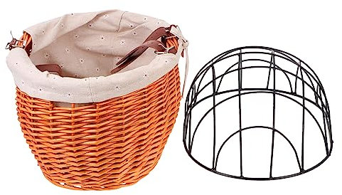 BIUDECO Gewebter Fahrradkorb Aus Rattan Korb Für Vorne Am Fahrrad Weiden Gewebter Fahrradkorb Für Haustiere Hochwertiger Mit Eisenmaterial Praktischer Korb Für Outdoor-fahrten