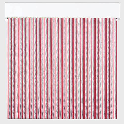 Tenda a strisce in PVC per esterni | Taglio su misura | Anti insetti | Pertoni TENDE (rosso e trasparente, altezza 220 cm x 90 cm (larghezza)