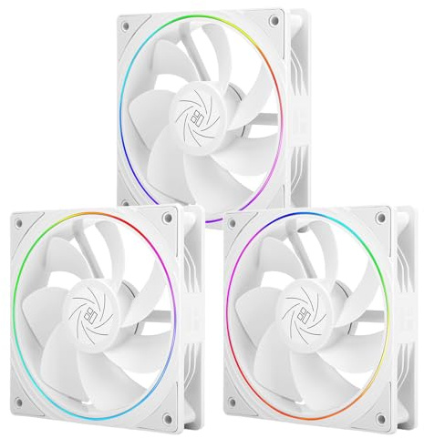 Thermalright TL-S12RW X3 CPU Fan 120mm Reverse Fan Case Cooler Fan Comes with ARGB Lighting,CPU Cooling fan with 1500RPM Speed,White PC PWM Silent Computer