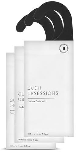 BOHORIA® Doftpåse doftpåsar rumsdoft fräsch tvätt I perfekt för garderoben, bil, lådor, skåp, eliminering av lukt, rumsdoft (Oudh Obsessions, 3-pack)