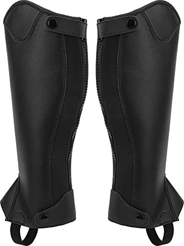 equlup Half Chap für Kinder, 1 Paar Reitgamaschen aus PU-Leder mit Reißverschluss, Half Chap-Ausrüstung, Unisex, Reitschutzausrüstung für Kinder, Jungen und Mädchen (CS)