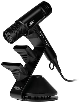 WAHL Vanquish Hair Dryer Stand, structure métallique haut de gamme, rangement pour sèche-cheveux, connecteurs magnétiques, base lestée pour plus de sécurité, structure antidérapante, noir