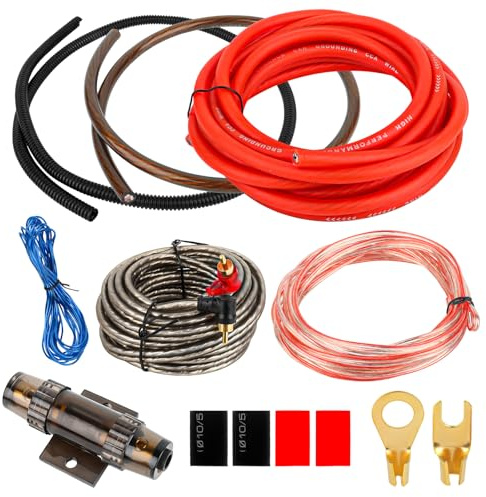 MXTIMWAN Kit de Cableado para Amplificador de Auto, Kit de Cableado de Altavoces de Audio, Car Audio Subwoofer Cable de Alimentación, Juego Cables para Amplificador Automóvil