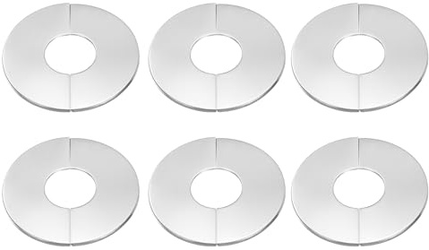sourcing map 6pcs Wall Split Flange 2.01 (51mm) Stainless Steel Round Self-Adhesive Split Flange Pipe Cover Clip-on Escutcheon Collar for Floor Ceiling Bathroom Kitchen Toilet