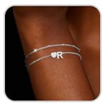 RWQIAN Pulsera con Iniciales para Mujer Plata I Pulsera de doble capa ajustable con Corazón y Letras, Joyas Regalos Perfectos para Mujeres